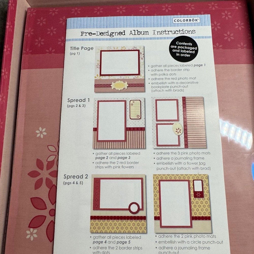 Colorbok Pink Floral Pre-Designed Scrapbook Album Kit 8x8 16 Pages with Accents